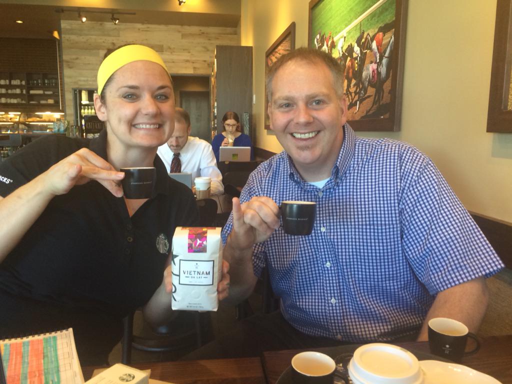 HeatherCalhou19's tweet photo. Great Vietnam reserve coffee tasting yesterday at store #23161- with my friends SM Alissa &amp; License DM Jared ☕️ http://t.co/fqaVyyAADy