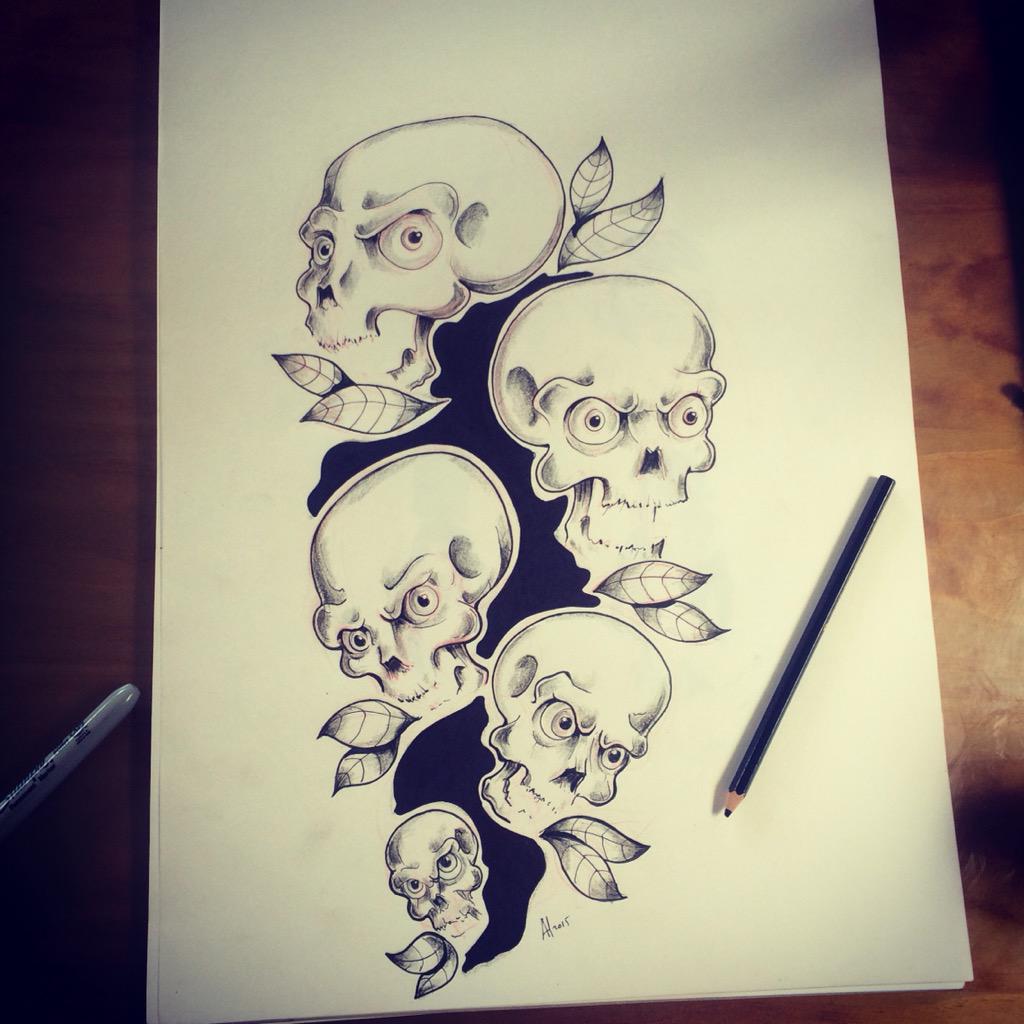 altattooideas's tweet photo. Skulls design. #newschool #skulls #drawing #tatuajes #tattoo #design #tattooideas http://t.co/TckhUrNDwy