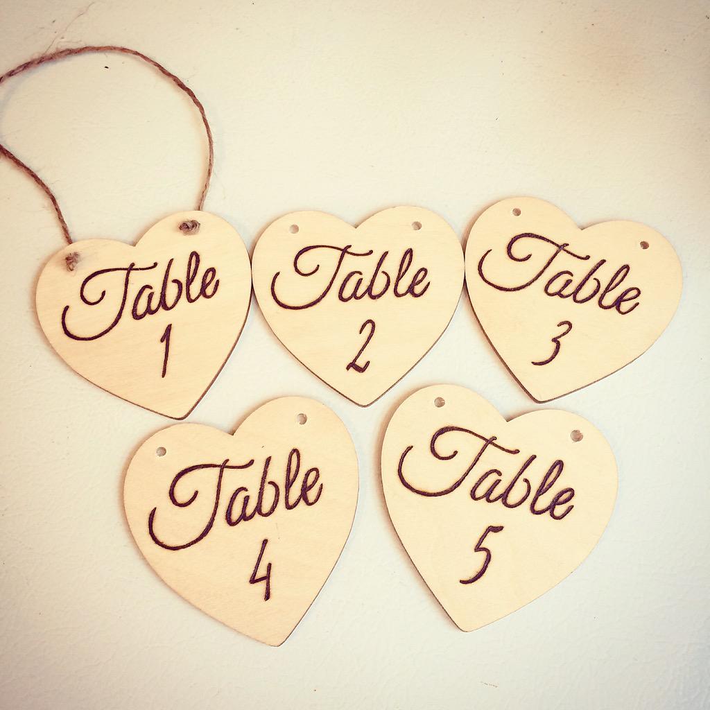 #masonjar #wedding wood heart table numbers - also offered as clips instead of hanging numbers