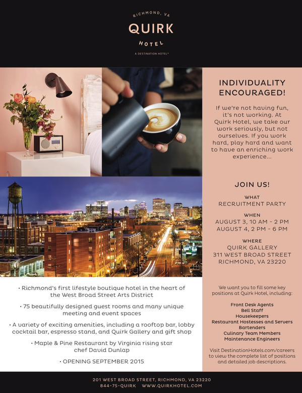 ChefDavidDunlap's tweet image. Quirk Hotel Recruitment Party