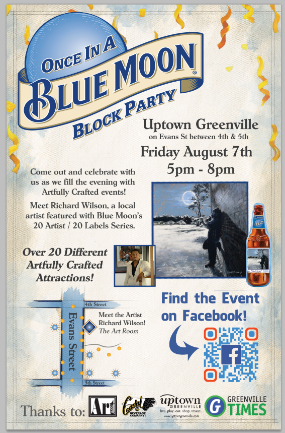 Once in a Blue Moon Block Party on 8/7 in @uptowngville #GreenvilleNC! VOTE for Richard Wilson facebook.com/events/1661393…
