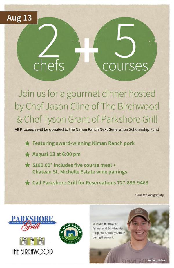 Thank you for supporting the next generation of  Niman Ranch Farmers <a href="/Parkshore_Grill/">Parkshore Grill</a> <a href="/The_birchwood/">The Birchwood</a> August 13