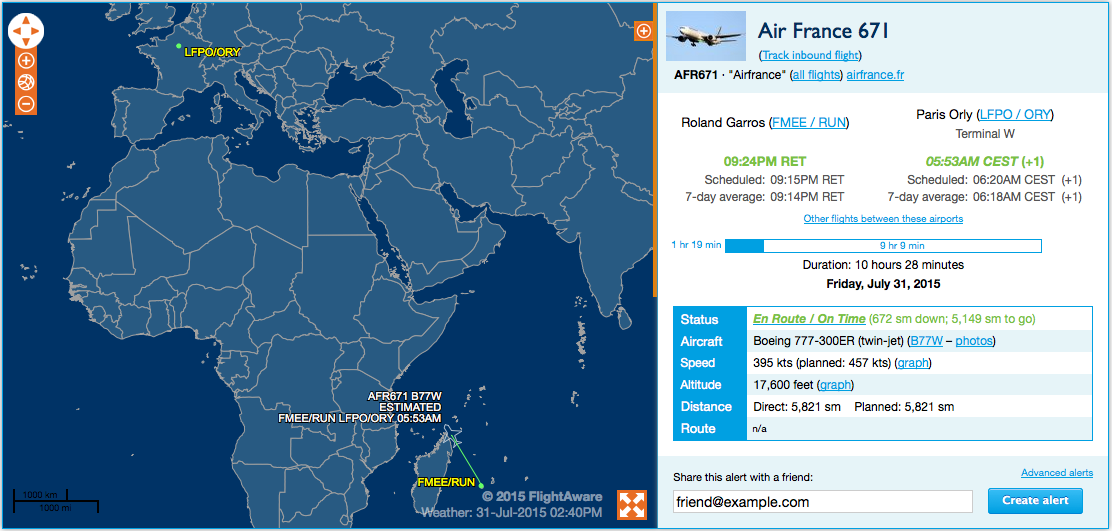 ikluft's tweet photo. Reports say possible-#MH370 777 flaperon enroute to Paris on #AF671. #aviation https://t.co/aTda2V9MId http://t.co/ix6DFNzVb6