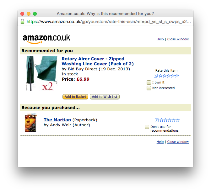 davejgellis's tweet photo. Some solid work from the @AmazonUK recommendations engine! http://t.co/R1Q6P0pYbj