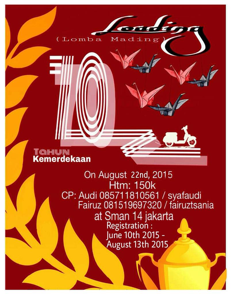 Jurnalis14's tweet image. @mading9bks @OSIS_smk1bks Jurnalis14 akan mengadakan lomba mading pd 22 Agsts 2015. Ingin berpartisipasi?, Info: