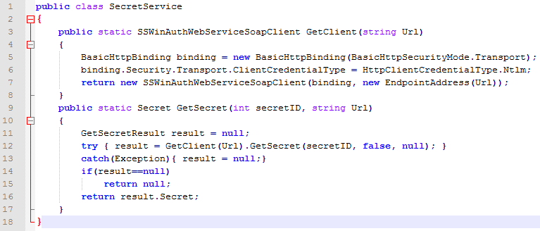 RoyFolkker's tweet image. Playing with @Thycotic #SecretServer, and loving it.  Made a &amp;lt;20 line sample windows auth Wrapper class example.