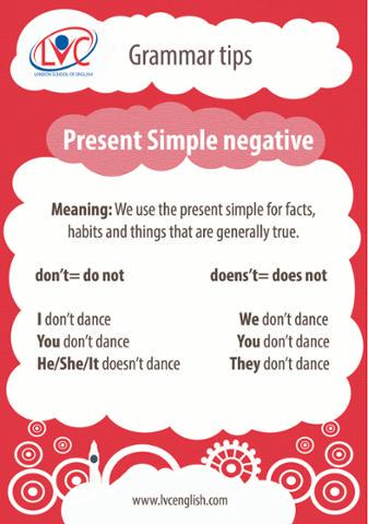 lvclondonschool's tweet image. Grammar tips #LVC #presentsimple #negative #dance