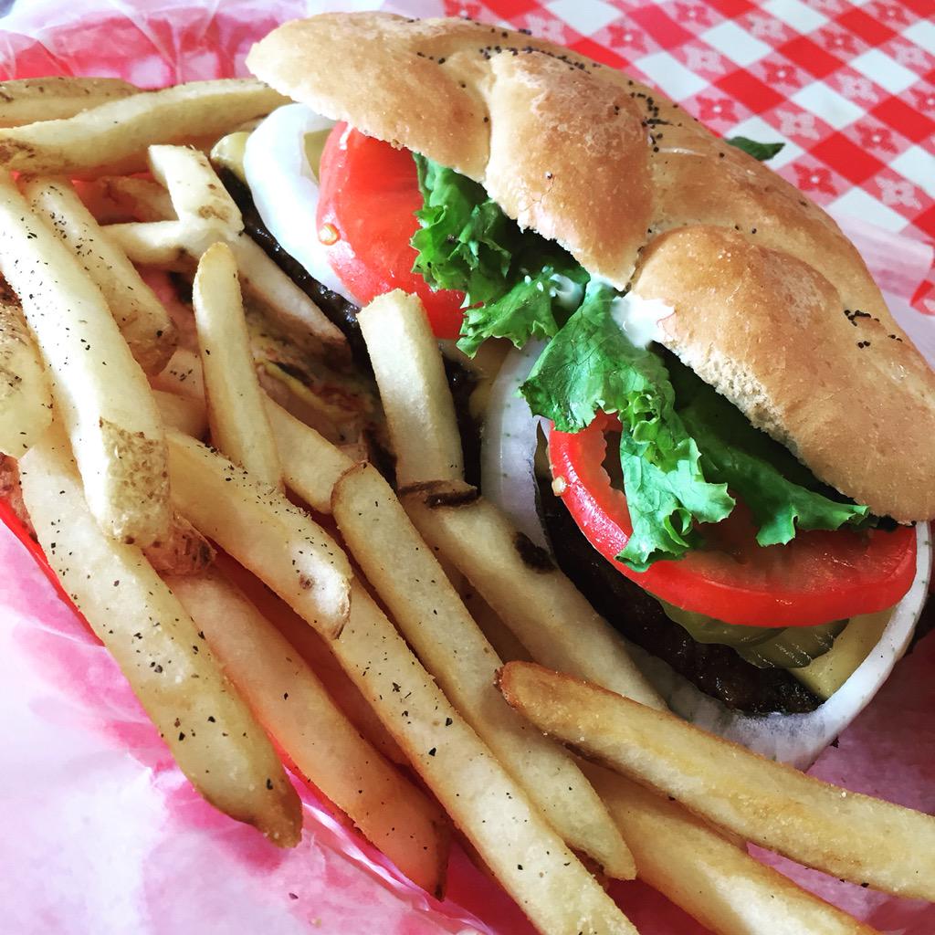 Gradys_BBQ's tweet photo. It's burger time at Grady's!! Stop by this weekend and treat yourself! #BBQ #CheeseBurger http://t.co/pQBIZZBMAo