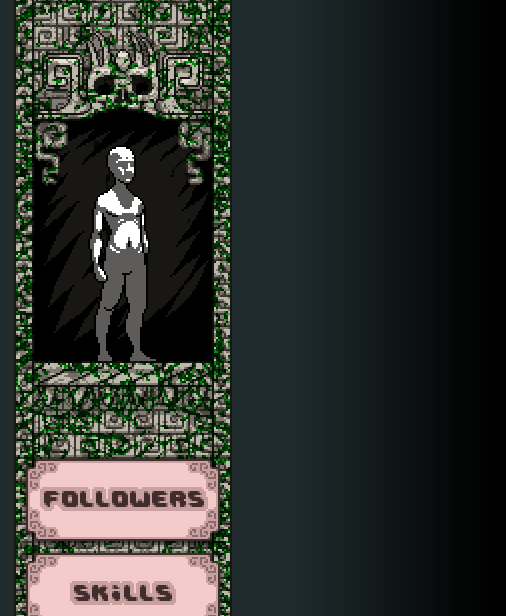 oniriumgames's tweet photo. progress on Mesoamericana! a preview of the menu screen. Colors are a bit weird... (char is placeholder) #gamedev http://t.co/i9eFftJWu1