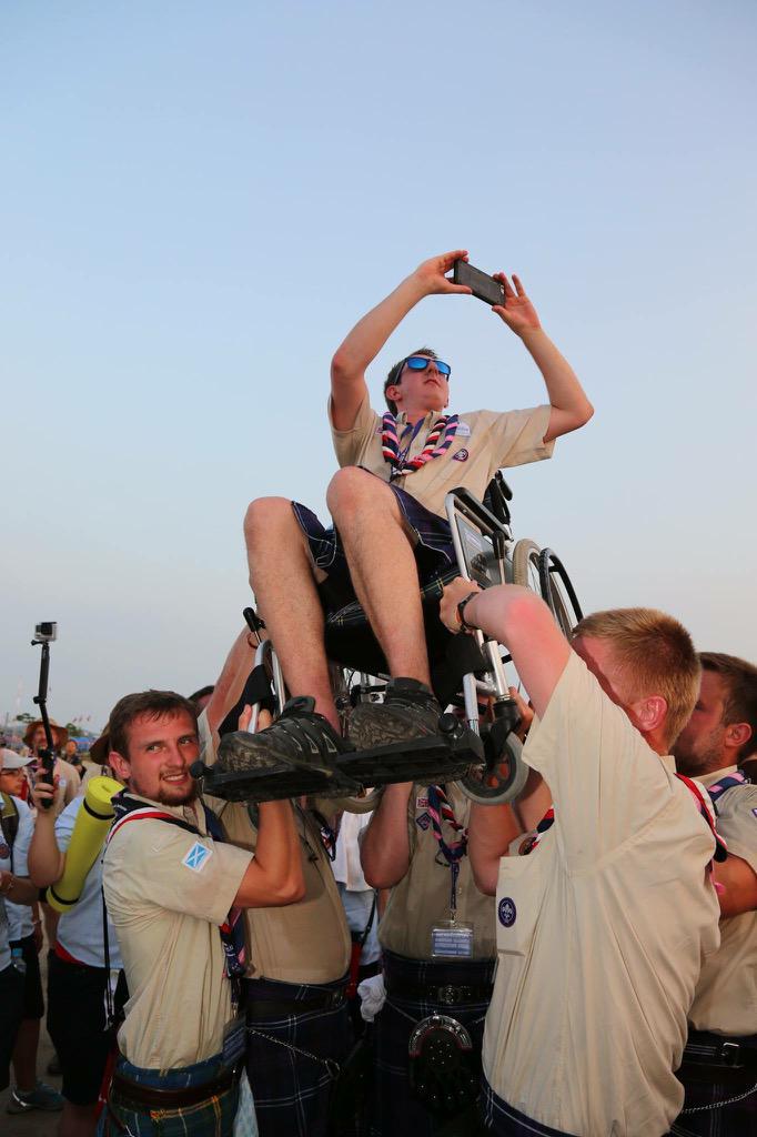 UKContingent's tweet photo. We love this from @ScoutsScotland members enabling anyone to see the party! #wsj2015 #japan2015 http://t.co/lSKZabLB8x