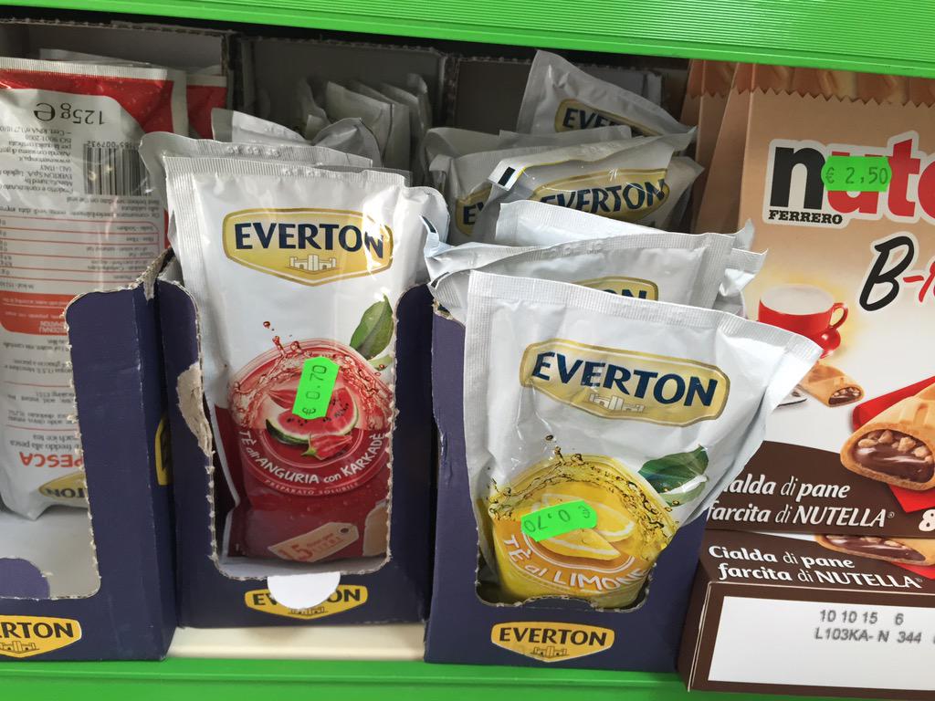 SuperToffee's tweet photo. @Everton good to see the #Toffees brand living on even in Capri. Bought myself the lot http://t.co/zyoahOQNgf