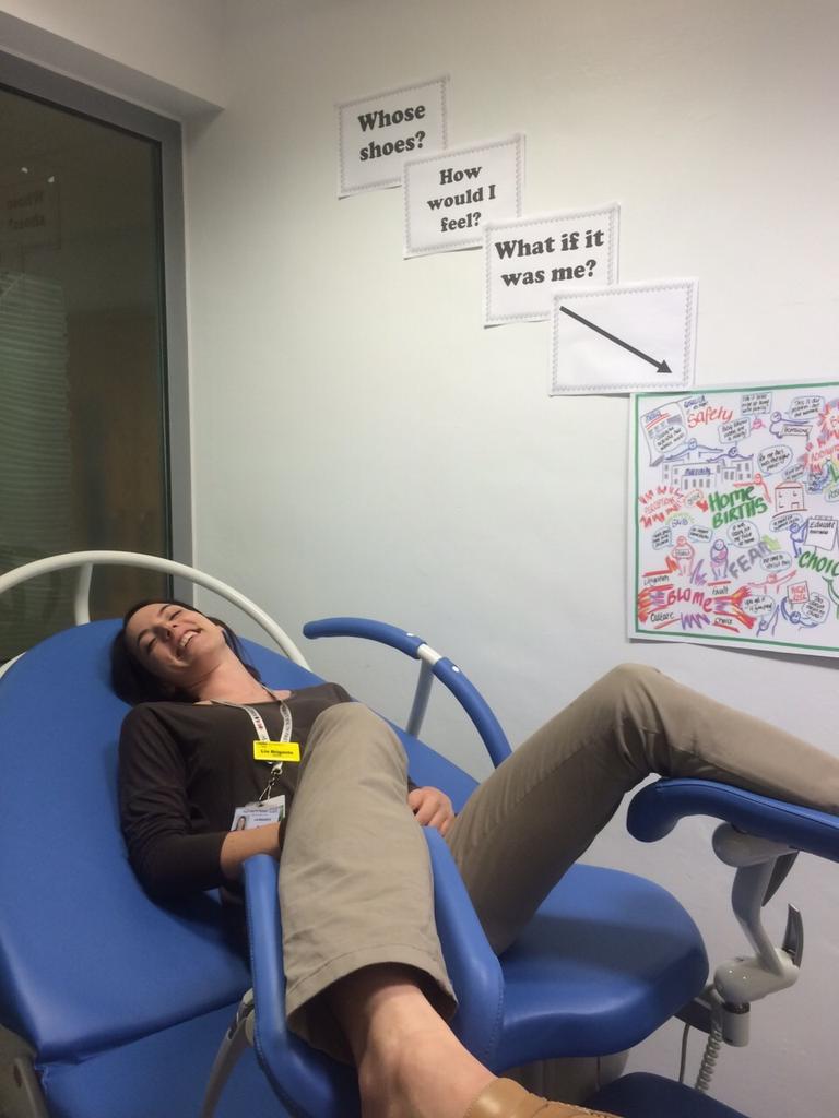 CamellaMainMw's tweet photo. Lithotomy challenge. How does it feel? @kayewilson16 #MatExp @WhoseShoes @New_Possibiliti artwork visible http://t.co/DZd6IFTyPm