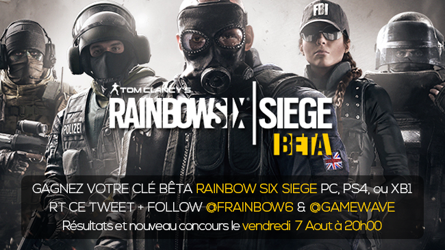 GAMEWAVE's tweet image. Gagne la bêta fermée de RAINBOW 6 SIEGE !
RT + Follow @GAMEWAVE et @FRAINBOW6 !