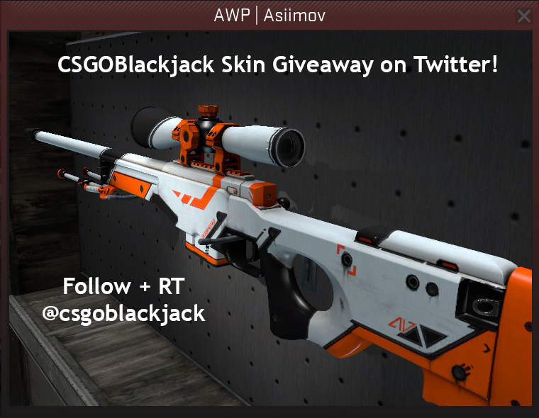 csgoblackjack's tweet image. AWP Asiimov FT GIVEAWAY! All you need to do is RT + FOLLOW to enter. Drawing is on Friday, August 7th! #CSGOgiveaway