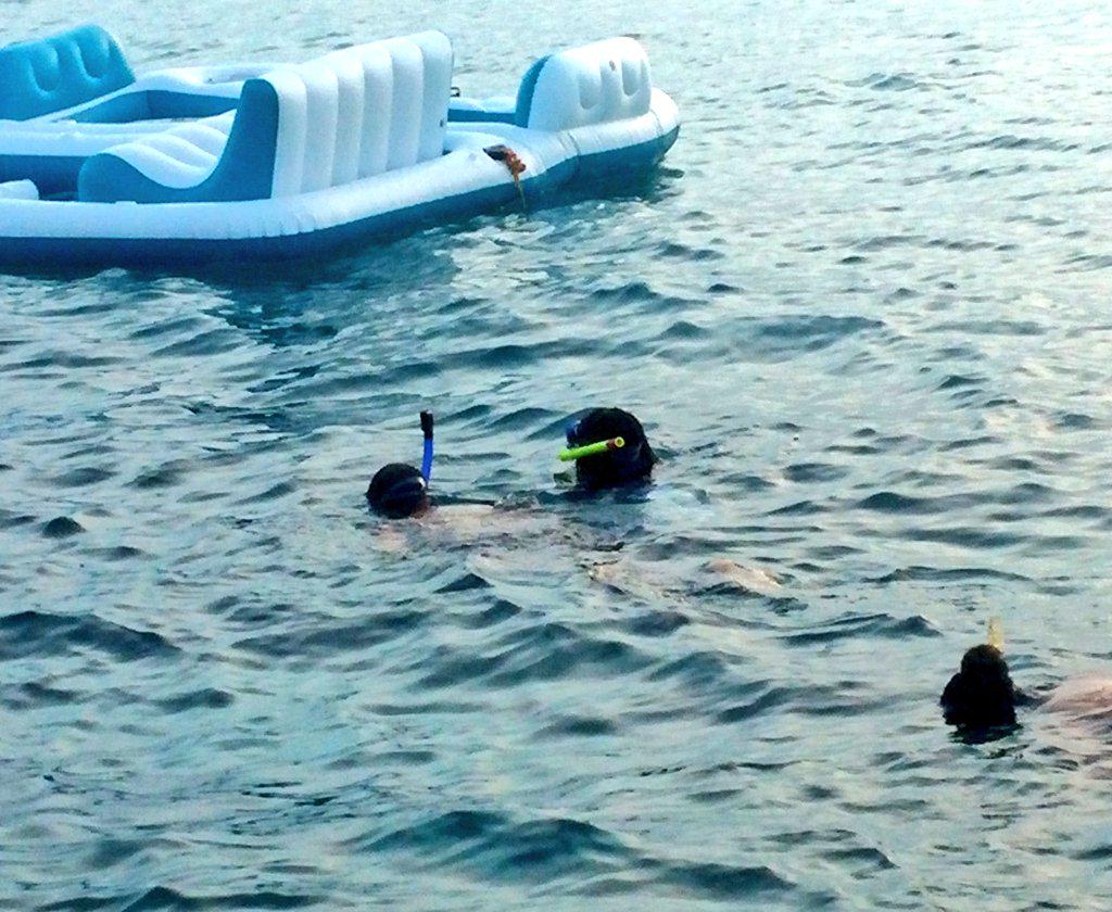 PastorRayH's tweet photo. My granddaughter, Ella (left) snorkels for the first time. Next year, God willing, she'll be diving. http://t.co/CgK3gDYxi4
