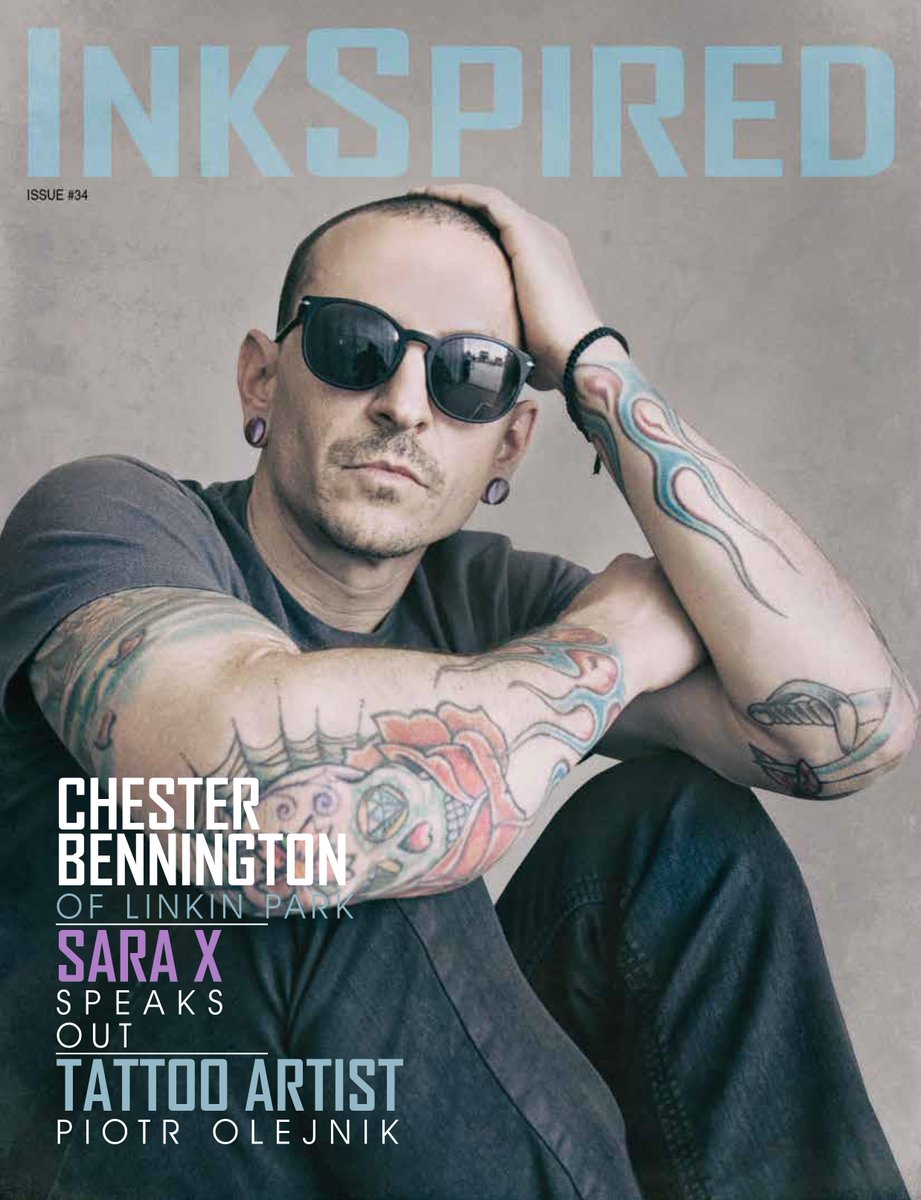 InkSpiredMag's tweet image. @ChesterBe of @linkinpark on the cover of the newest issue of #InkSpiredMagazine #Issue34 inkspiredmagazine.com/issue-no-34/
