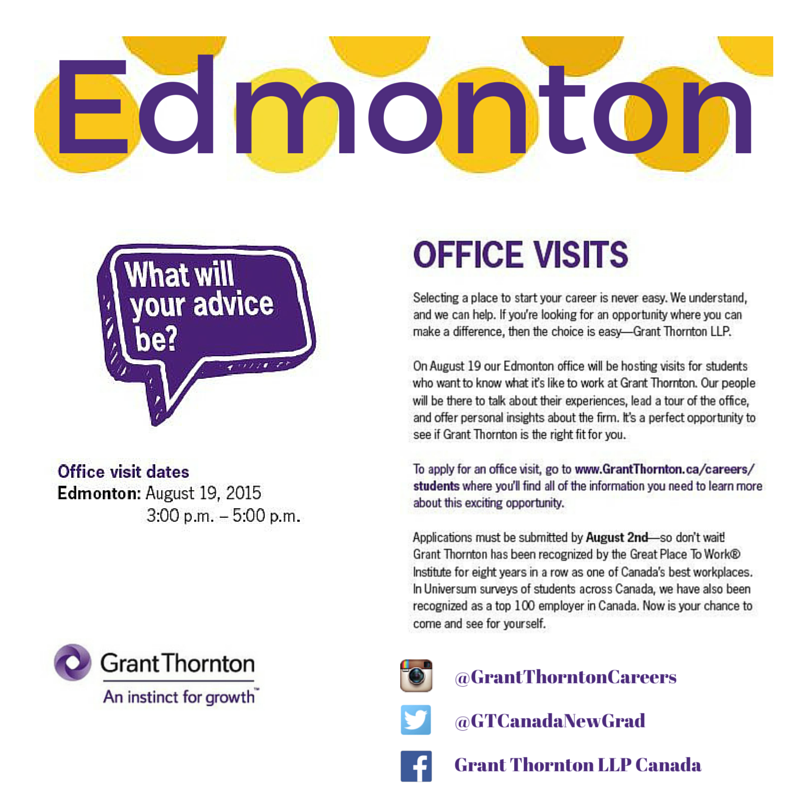 GTCanadaNewGrad's tweet photo. Quick reminder to all #students &amp; #recentgrads that we will be hosting an Office Visit in our #Edmonton office! http://t.co/lTG4PrrZao