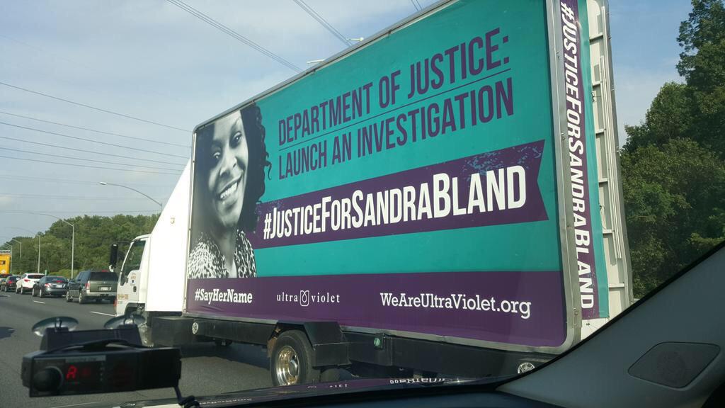 Bipartisanism's tweet photo. Mobile #SandraBland billboards are being seen in Maryland. America is waking up. #JusticeForSandraBland http://t.co/yz0tkDiqsx