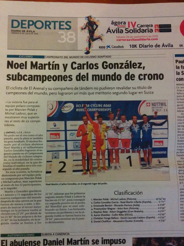 Al_fredo35's tweet photo. Dos #subcampeones del mundo en el @diario_de_avila de #hoy. #Grandes @tandemolimpico http://t.co/jolUw1rM82