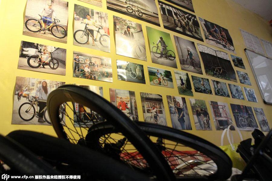 ChinaLive_NA's tweet photo. Bamboo Bicycle Studio in Beijing http://t.co/E4Q1keCcYY