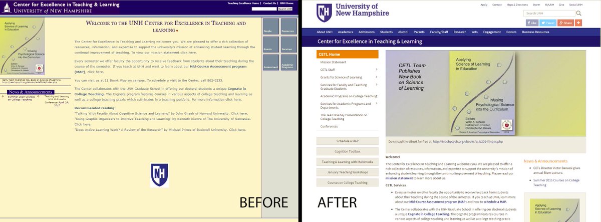 UNH Center for Excellence in Teaching &amp; Learning website has launched. unh.edu/cetl  #UNHWebMobile