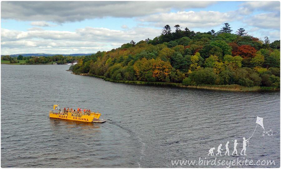 BirdseyeKite's tweet photo. Nothing ordinary about #Fermanagh. A bunch of #firemen paying a visit to #HareKrishna #temple #InishRath #LoughErne http://t.co/cyrNY5XoK6