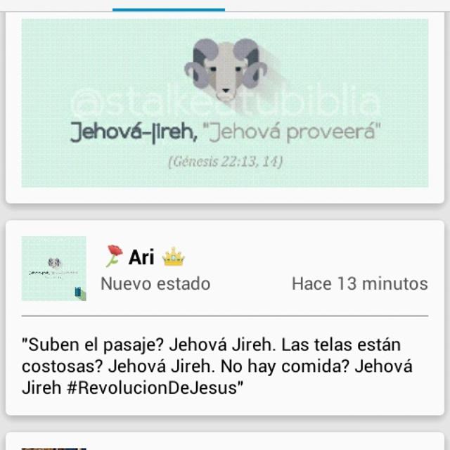 yorgegar's tweet photo. Suben el pasaje? Jehova Jireh. Las telas están costosas? Jehova Jireh. No hay comida? Jehova Jireh. http://t.co/ZWXbftVKyq