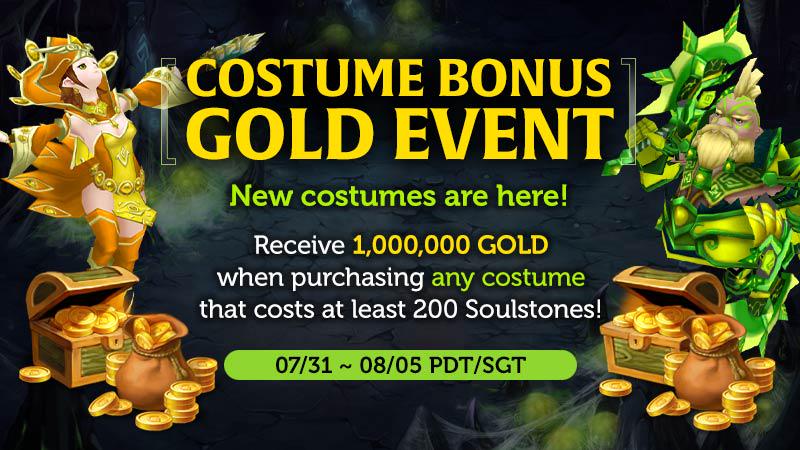 ELUNESAGA's tweet photo. The Costume Bonus Gold Event is back! Receive 1,000,000 gold for purchasing costumes! #EluneSaga http://t.co/2yUjkczt3g