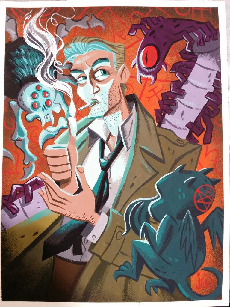 mingdoyle's tweet photo. Look at this AMAZING original gouache painting of #Constantine I got from @VenusJAW!! 💀🔥 http://t.co/WXfdKaLjwr