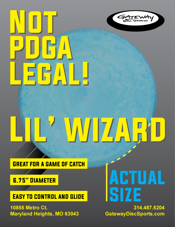 Gateway_Discs's tweet photo. Lil' Wizard: This 6.75" diameter disc is great for a game of catch, warming-up, or a mini round! office@gdstour.com http://t.co/A7qTmTLdhO