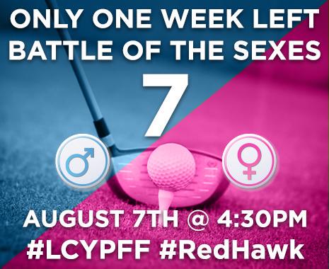 LCYPConnect's tweet image. Just one week from today! Are you signed up to play? #RedHawk #LCYP #Connect #Develop #Impact #Golf