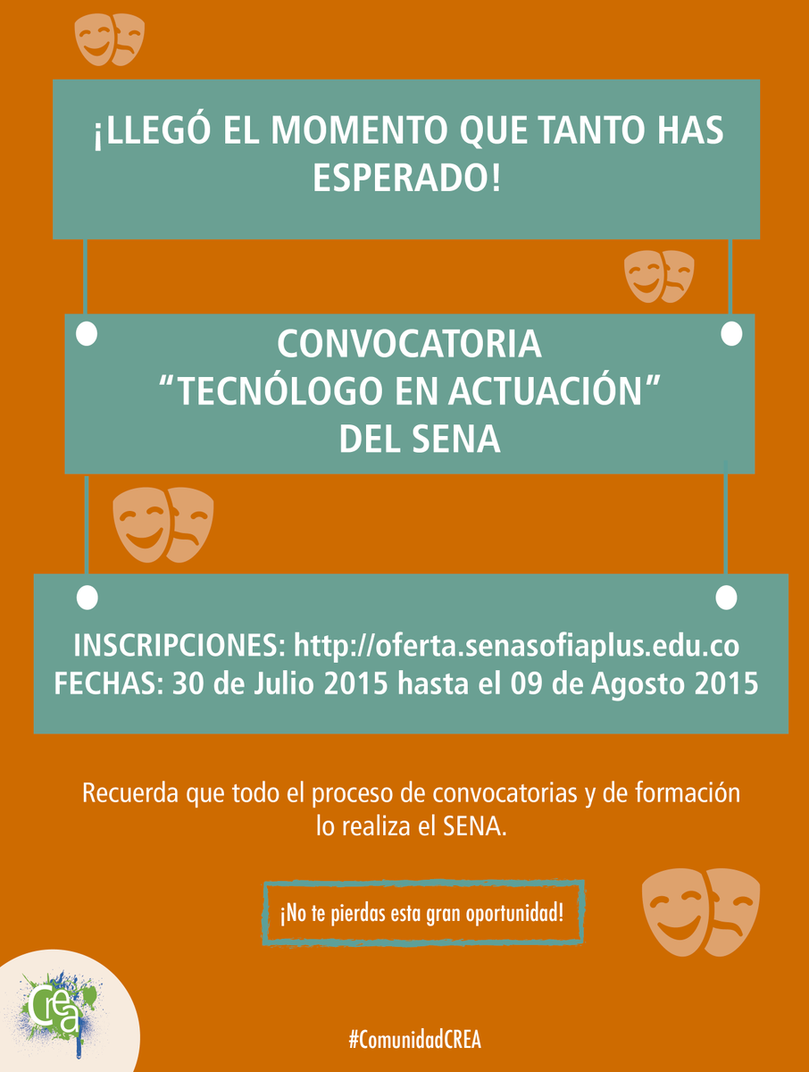 ¡No te puedes perder esta convocatoria con el SENA! #ComunidadCREA