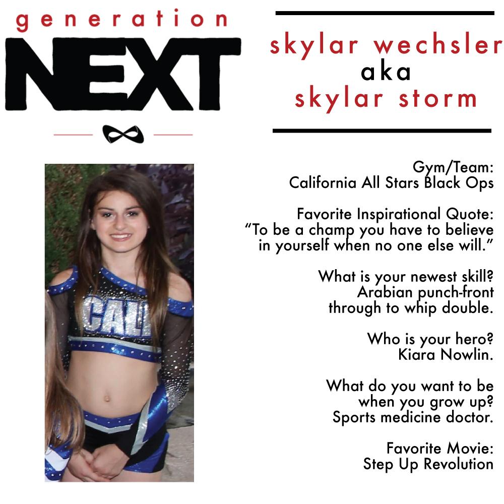 Nfinity's tweet photo. Introducing Skylar Wechsler (@skylovescheer)! #GetToKnowGenNext http://t.co/7sCnh60vxS
