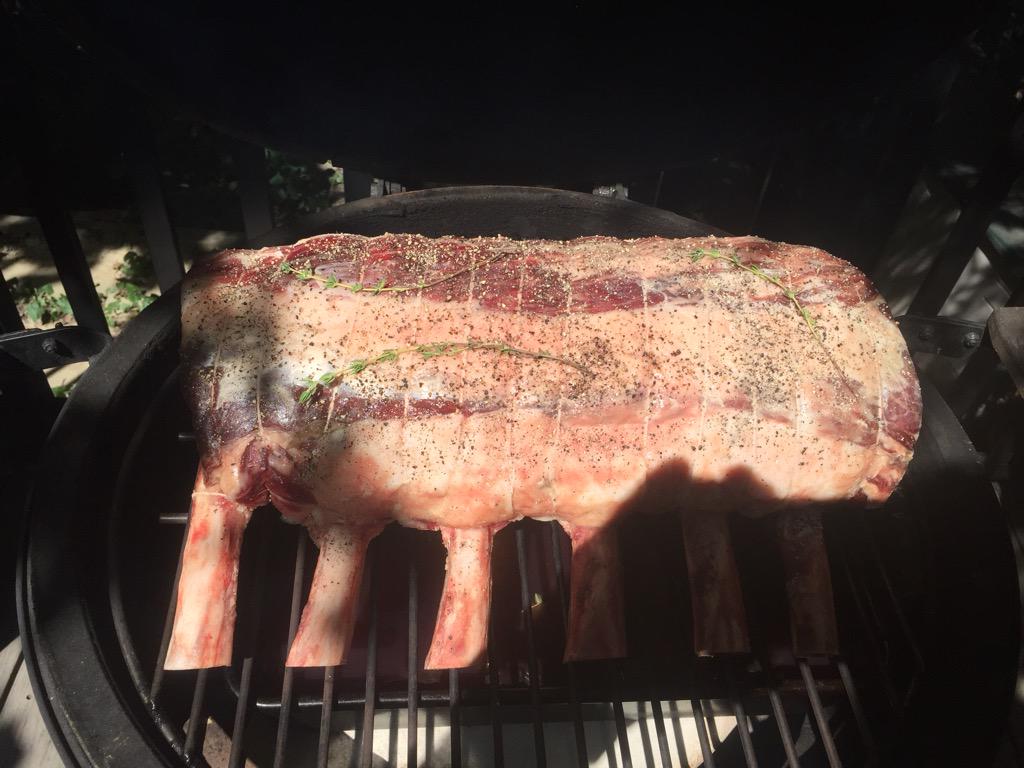 This afternoon I smoked a 56 day dry aged <a href="/Cumbraes/">Cumbrae's</a> joint of prime rib on my beloved #BigGreenEgg. #BGE