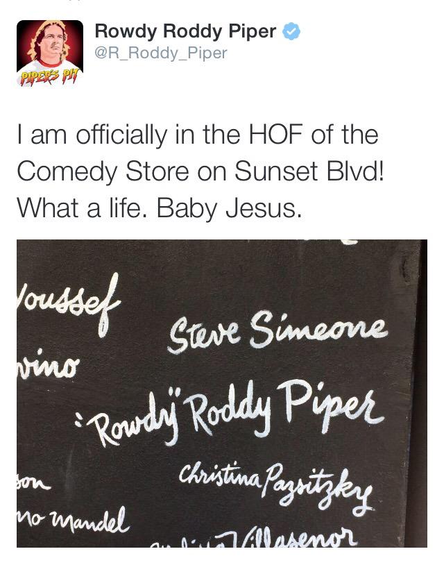 RickIngraham's tweet photo. What a life, indeed. #RoddyPiperRIP http://t.co/DaWkLxMBcb