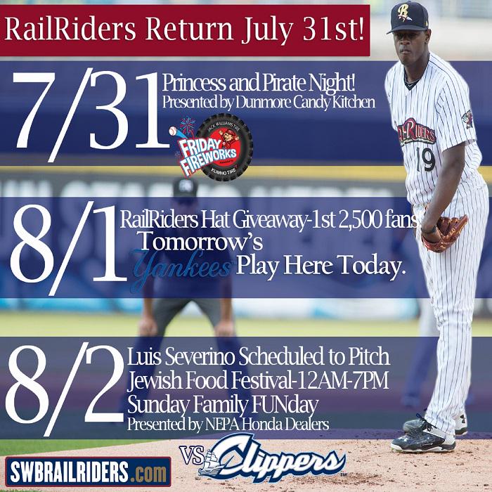 Pyro31010's tweet image. Get tix for the RailRiders during an exciting home stretch, 7/31-8/2! - sot.ag/47pv5