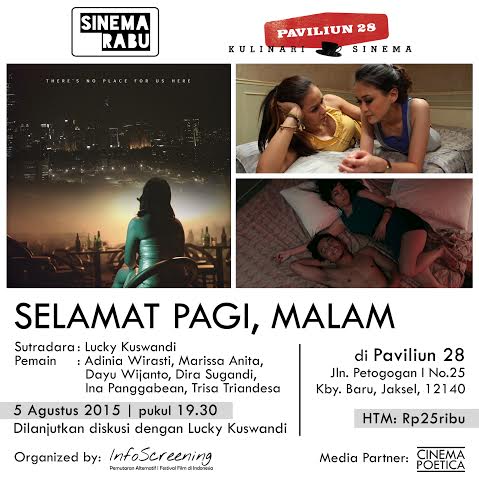 Mariiiii!! :D "<a href="/bukankah/">Bukankah abdullah</a>: Habis <a href="/menujurembulan/">ANOTHERTRIPTOTHEMOON</a>, terbitlah <a href="/spmfilm/">Selamat Pagi Malam</a> : 

Di <a href="/sinemarabu/">Sinema Rabu</a>, 5 Agustus besok."