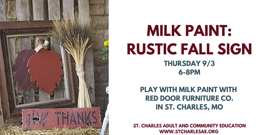 StCharlesAE's tweet photo. Learn to use Milk Paint to refinish furniture. Class is 6-8pm 9/1 Register here http://t.co/jW1J5U2tsr http://t.co/hy4tp7s0ee
