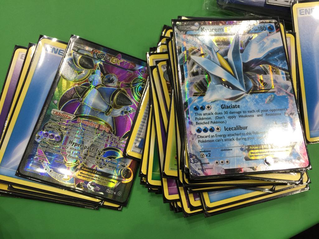 ZombieSharen's tweet photo. Got these two at the prerelease at #gencon today. #Pokemon #tcg #HoopaEX http://t.co/tRyg0Cot4w
