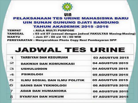 threadkece's tweet photo. #INFOUINSGD Jadwal Tes Urine untuk mahasiswa baru 2015 http://t.co/gKqIyyR3MA