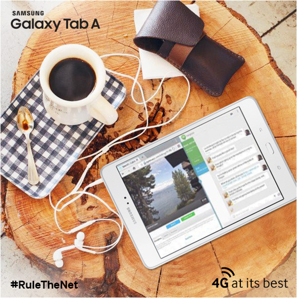 SamsungIndia's tweet photo. Mornings are for multi-tasking. All u need is a cup of tea and your Galaxy #TabA. #RuleTheNet http://t.co/ttTZpZXzgP http://t.co/vRMoVCpiuI
