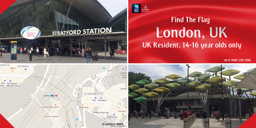 emirates's tweet photo. Find the #EmiratesFlag in #London for your chance to be a 
#RWC2015 Flag Bearer. TCs http://t.co/TegC76EgRD http://t.co/Qg3bmkofd4