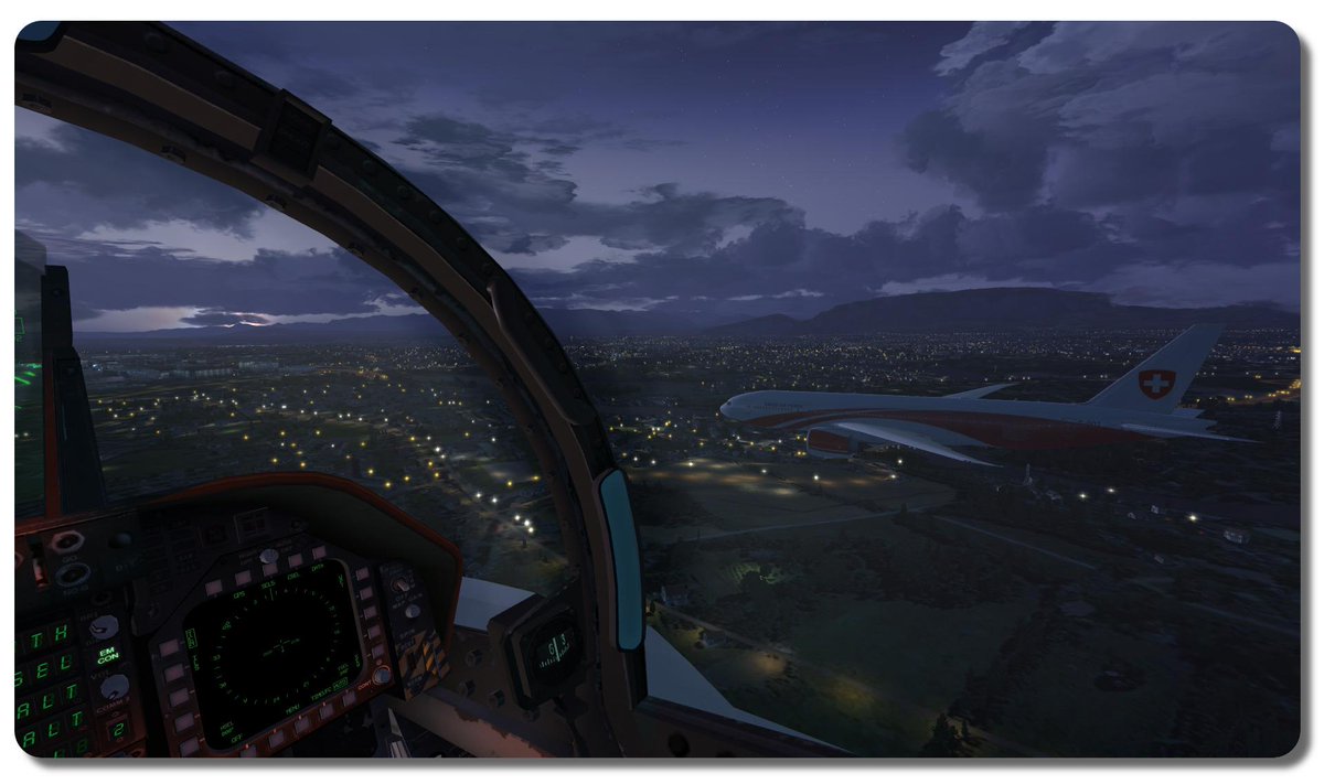 FS_DdD's tweet image. T-001 #PMDG landing at Geneva Aiport #fsdreamteam under escort from the border