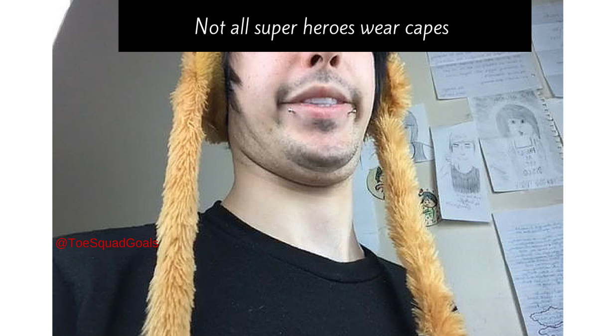 ToeSquadGoals's tweet photo. not all superheroes wear capes #HANG5 @hang5 @CrankThatFrank @mattryanharris http://t.co/J7Qqn3V8dm