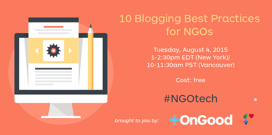 nonprofitorgs's tweet photo. Free Webinar on August 4! 10 Blogging Best Practices for NGOs: http://t.co/xrtIIcvp76 Notes sent to all registrants! http://t.co/CCKGj4Nb1A