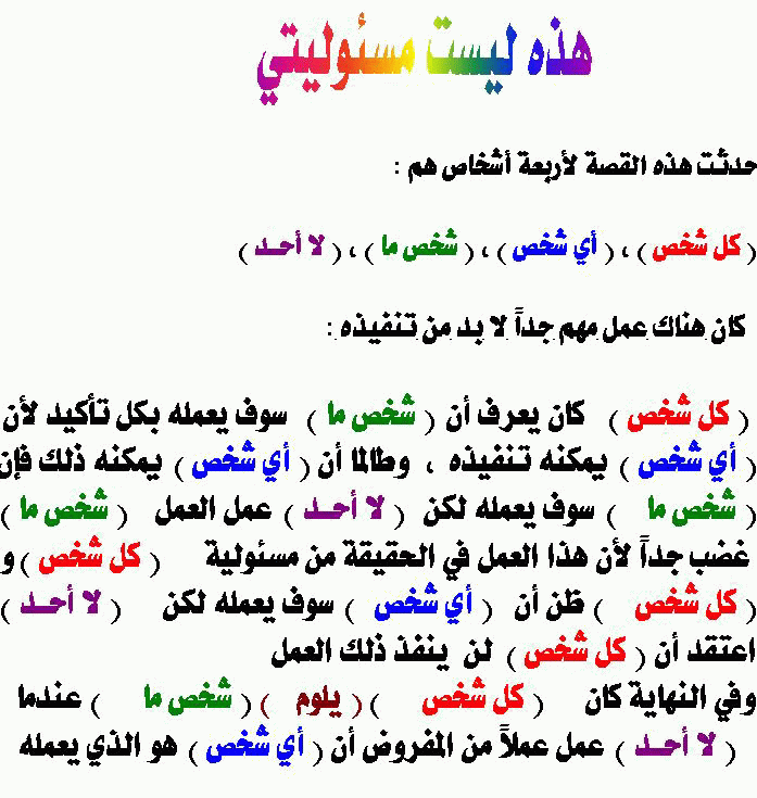 قُصّـهّـ أّع ـجّـبًتٌـــ👌ـنِيِّ کْوٌلَکْمً مًسِـؤوٌلَ وٌکْوٌلَکْمً رأّعٌ ٌ