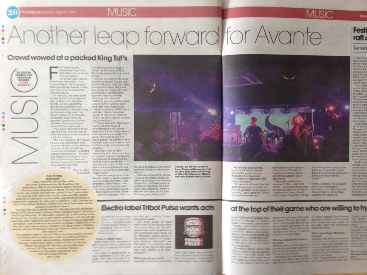 Avanteband's tweet photo. Got to chat with @Scot_Music about our headline show at King Tuts, our debut EP and much more. http://t.co/crC3mmhqjO http://t.co/NKr4msL2Ql
