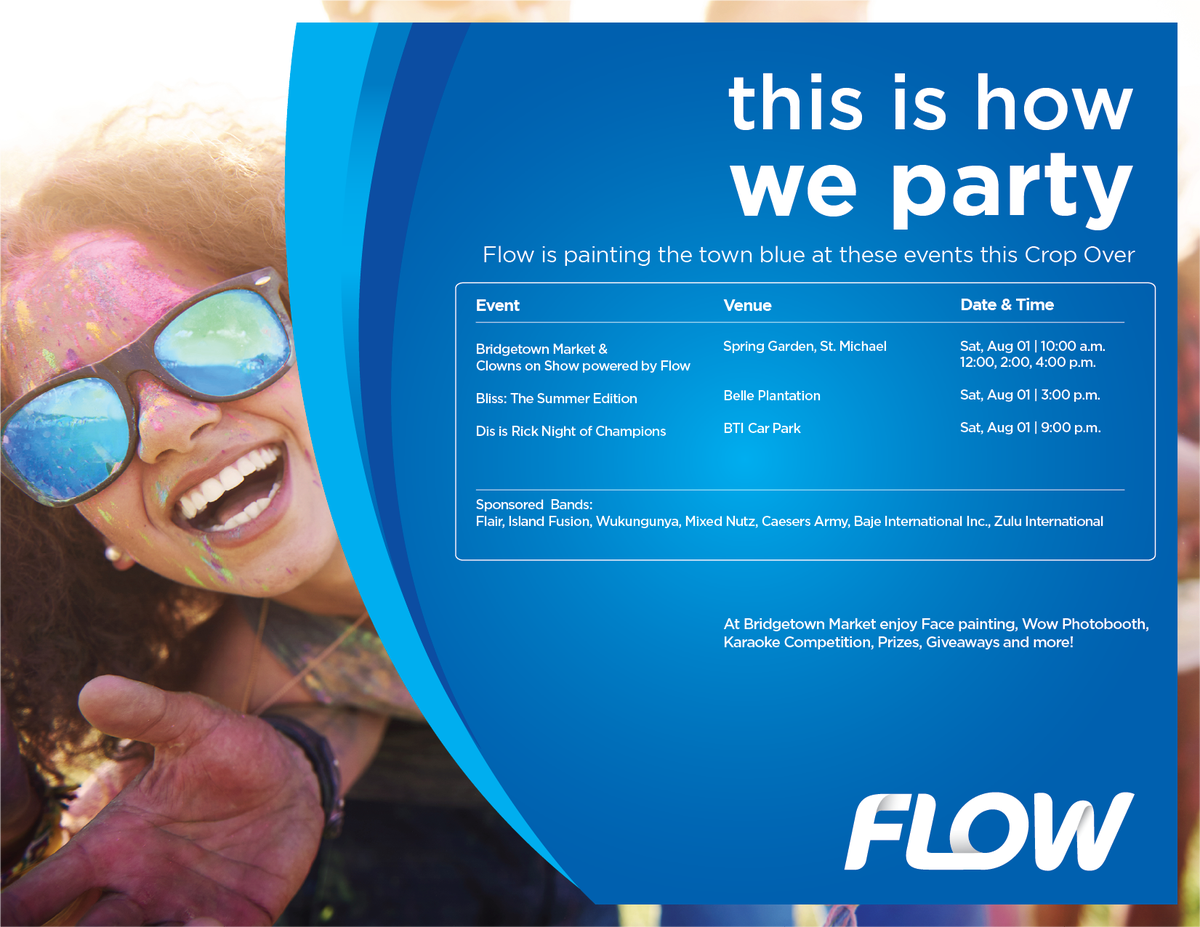 FlowBarbados's tweet photo. Its CropOver weekend & we are #TeamNoSleep Join us on the Rd &post using hashtags #ThisIsHowWeFlow #ThisIsHowWeGroove http://t.co/I7UUaJuh8K