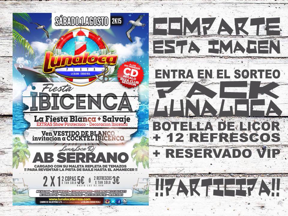 LUNALOCAPLAYA's tweet photo. RT Y ENTRA EN EL SORTEO DE 1 PACK LUNALOCA PARA ESTE SABADO 1/8/2015 en FIESTA IBICENCA en LUNALOCA PLAYA !PARTICIPA! http://t.co/9X4N1bPQ0r