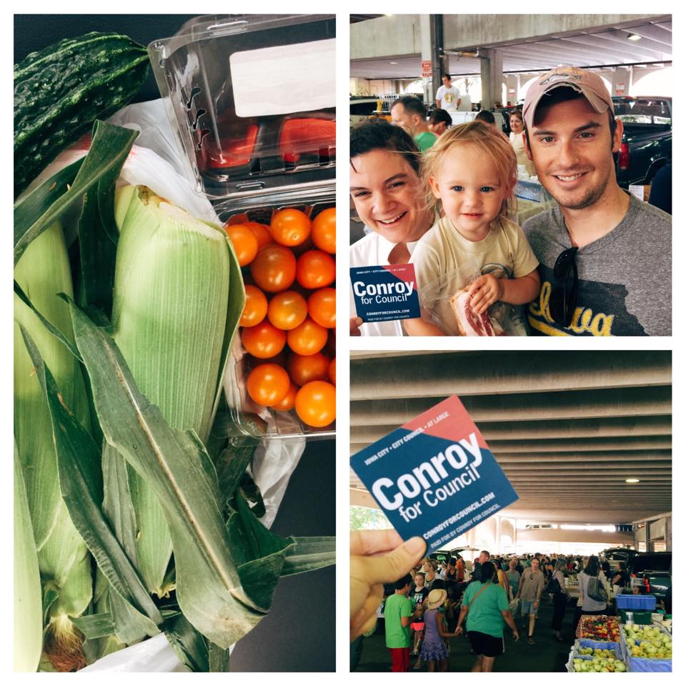 ConroyICcouncil's tweet photo. Great time at the #Iowacityfarmersmarket this morning! Wonderful seeing friends and supporters. #voteconroy #iowacity http://t.co/6gB1wqDRdg